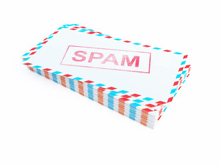postal letters with a spam on a white background