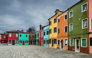 Colorful Burano channel view, Venice