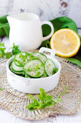 .Salad from fresh cucumbers