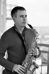 man with saxophone