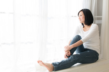 beautiful asian woman relaxing