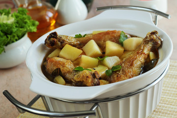 Roast from a potato and fried chicken