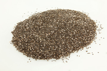 Organic Chia Seeds On White