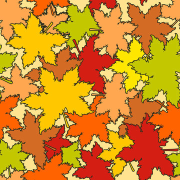 Autumn leaves seamless background.