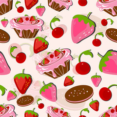 Chocolate and pastries seamless pattern.