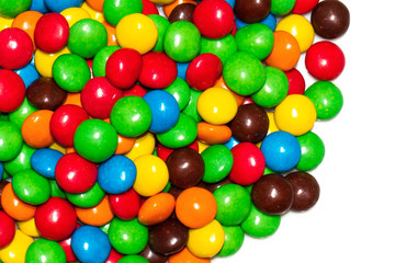 Fototapeta na wymiar Zamknij się stos kolorowych czekoladowe cukierki powlekane