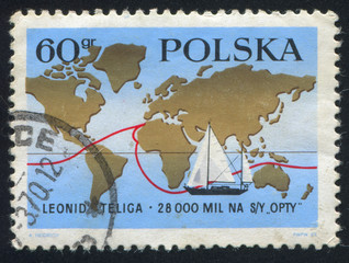 World Map and Sailboat Opty