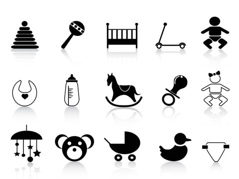 black baby icons set