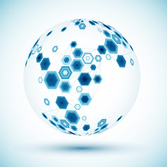 Abstract hexagonal sphere. Vector background