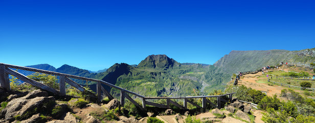 Panoramique du cirque de Mafate depuis le Maïdo, La Réunion.