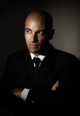 Man wearing black suit