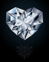 Diamond heart jewel, vector illustration