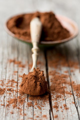 Cocoa powder in spoon