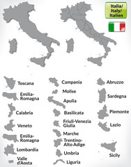 Italienkarte mit Grenzen und Flagge