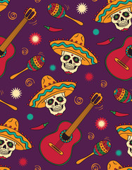 Seamless with mexican skulls