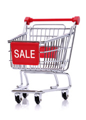 Sale sign on shopping cart