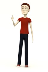cartoon man in casual clothes- finger up