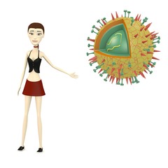 3d render of cartoon character with flu virus