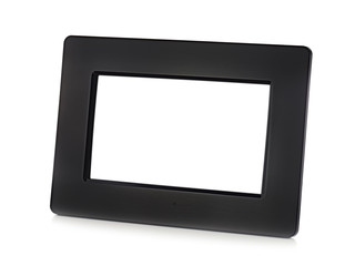 Black digital LCD photo frame with place for your photo  isolate