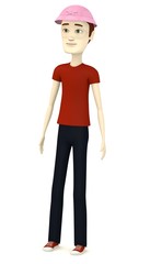 3d render of cartoon character with hat