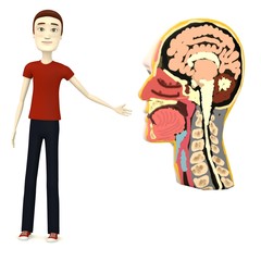 3d render of cartoon character with head cut