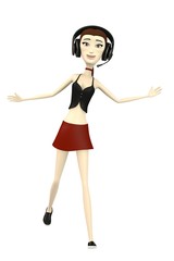 3d render of cartoon character with headphones
