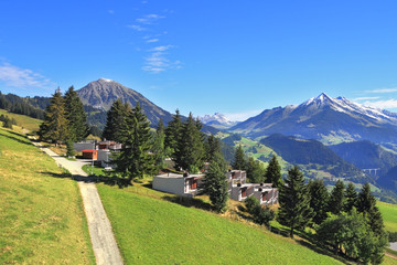 Gorgeous weather in the resort town of Leysin in the Swiss Alps.