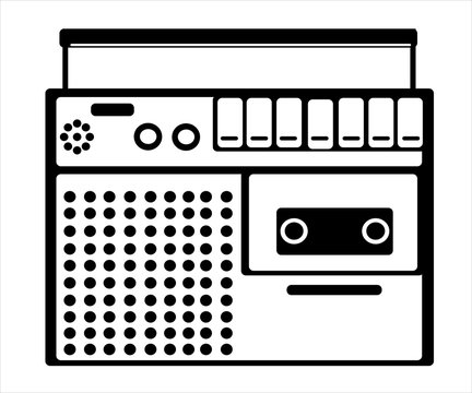 vector cassette recorder on white background