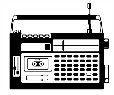 vector cassette recorder on white background