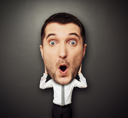 amazed man with big head