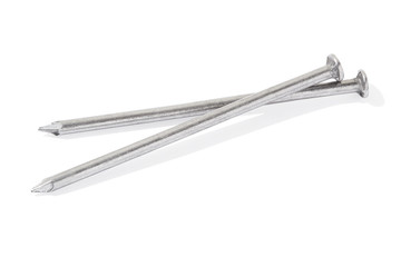 Metal nails on white, clipping path included