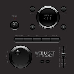 Dark Shiny Web UI Elements. Buttons, Switches