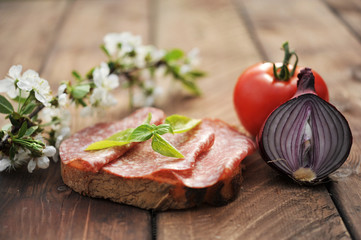 Sandwich with salami