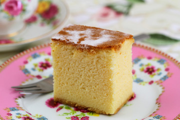 Baked cheesecake, close up