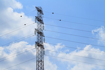 Detail of electricity pylon against