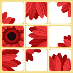 Mosaic with red gerbera. Vector illustration.
