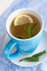 Green tea with lemon and mint