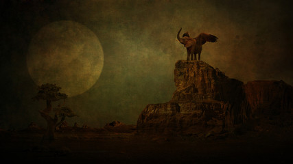 Elephant in moonlight