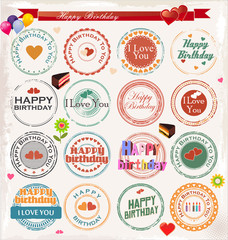 Grunge birthday rubber stamp