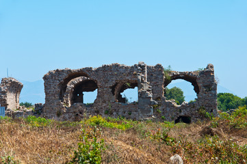 Fototapeta na wymiar The ruins of the ancient city of Side, Turkey
