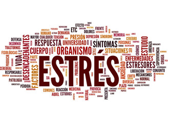Estrés (tag cloud español) - obrazy, fototapety, plakaty
