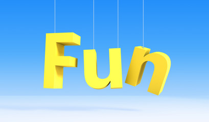 Word FUN on blue background