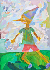 Obraz na płótnie Canvas child's paiting - Pinocchio