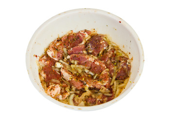 the meat is marinated