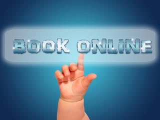 Baby hand pressing button.