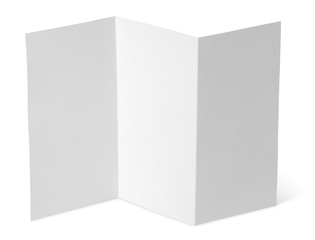 Empty window fold flyer isolated on white with clipping path