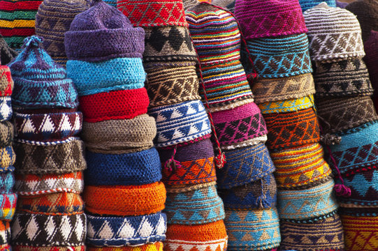 colorful fezl in the souk