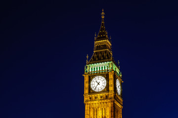 Fototapeta na wymiar Big Ben and Clock Tower in the Night, London, United Kingdom