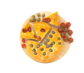 Focaccia con pomodorini e olive