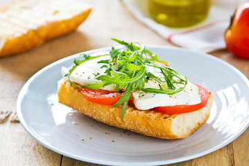 Mozzarella with rocket sandwich